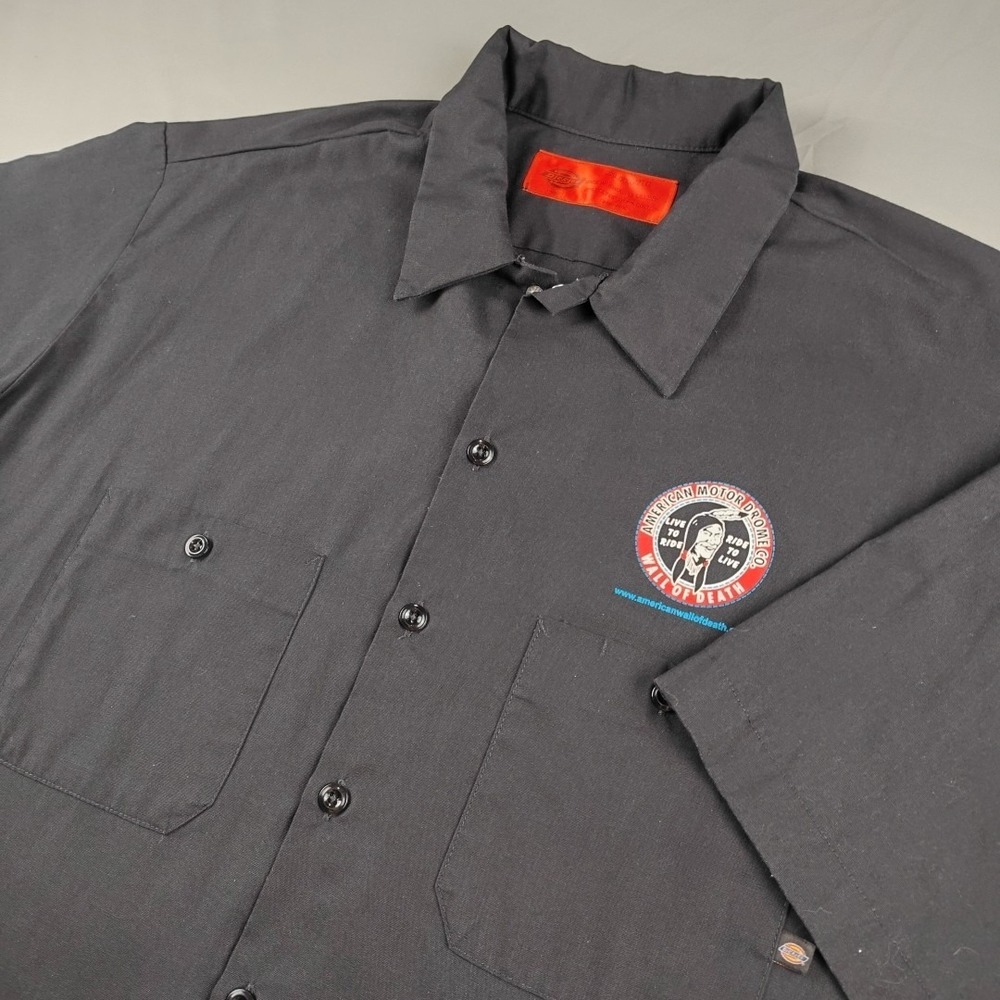 Dickies 2XL Black Work Shirt American Motor Drome Wall of Death Motorcycle S/S